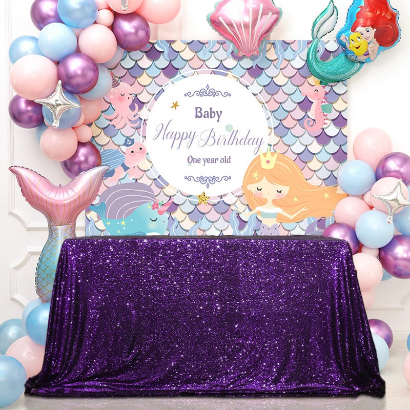 SquarePie Sequin Tablecloth 50 x 72 Inch Purple Sparkly Table Cloth for Wedding Halloween Party - Image 4